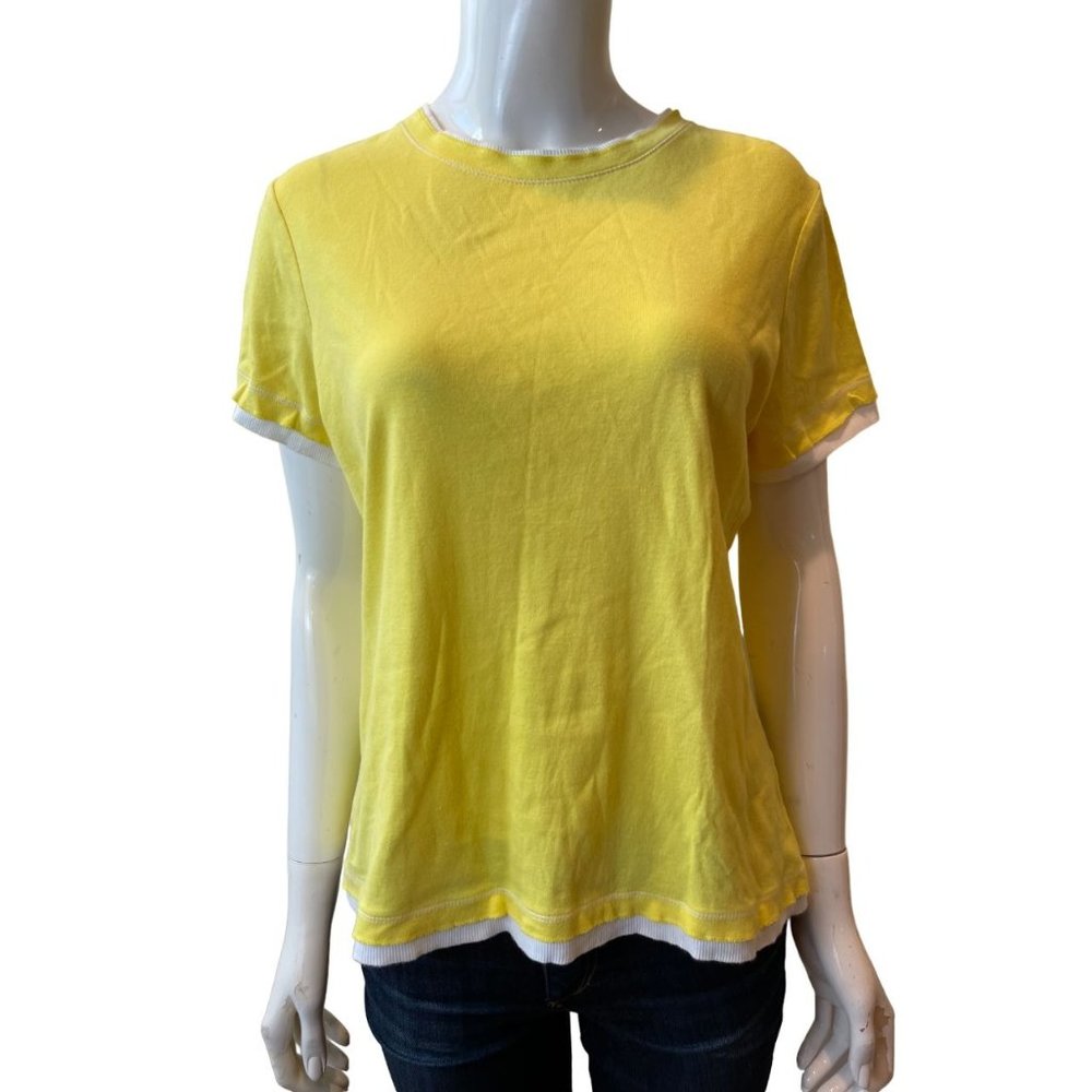 SJB Active Womens Crew Neck T Shirt Short Sleeve 100% Cotton Yellow Size Large